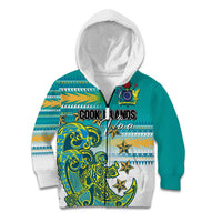 Personalised Cook Islands Va'a Race Kid Hoodie Te Tatau Tattoos Sporty Style Turquoise Color LT03 Zip Hoodie Turquoise - Polynesian Pride