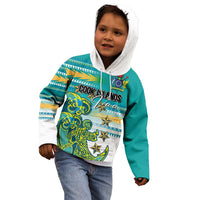 Personalised Cook Islands Va'a Race Kid Hoodie Te Tatau Tattoos Sporty Style Turquoise Color LT03 - Polynesian Pride