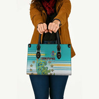 Cook Islands Va'a Race Leather Bag Te Tatau Tattoos Sporty Style Turquoise Color - Polynesian Pride