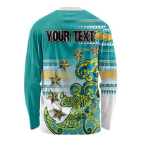 Personalised Cook Islands Va'a Race Long Sleeve Shirt Te Tatau Tattoos Sporty Style Turquoise Color LT03 - Polynesian Pride