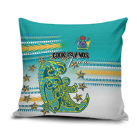 Cook Islands Va'a Race Pillow Cover Te Tatau Tattoos Sporty Style Turquoise Color LT03 Turquoise - Polynesian Pride