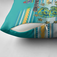 Cook Islands Va'a Race Pillow Cover Te Tatau Tattoos Sporty Style Turquoise Color LT03 - Polynesian Pride