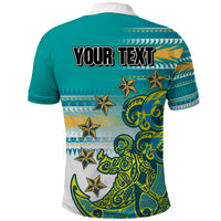 Personalised Cook Islands Va'a Race Polo Shirt Te Tatau Tattoos Sporty Style Turquoise Color LT03 - Polynesian Pride