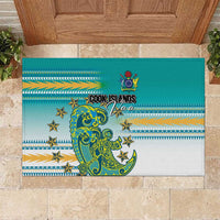 Cook Islands Va'a Race Rubber Doormat Te Tatau Tattoos Sporty Style Turquoise Color LT03 Turquoise - Polynesian Pride