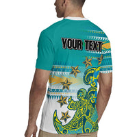 Personalised Cook Islands Va'a Race Rugby Jersey Te Tatau Tattoos Sporty Style Turquoise Color LT03 - Polynesian Pride