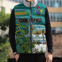 Personalised Cook Islands Va'a Race Sleeveless Puffer Jacket Te Tatau Tattoos Sporty Style Turquoise Color LT03 - Polynesian Pride