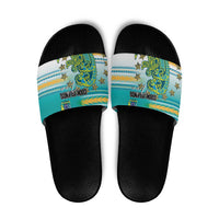 Cook Islands Va'a Race Slide Sandals Te Tatau Tattoos Sporty Style Turquoise Color LT03 Turquoise - Polynesian Pride