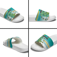 Cook Islands Va'a Race Slide Sandals Te Tatau Tattoos Sporty Style Turquoise Color LT03 - Polynesian Pride
