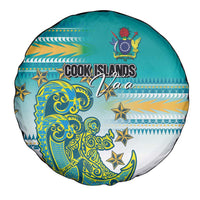 Cook Islands Va'a Race Spare Tire Cover Te Tatau Tattoos Sporty Style Turquoise Color LT03 - Polynesian Pride