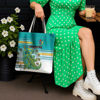 Cook Islands Va'a Race Tote Bag Te Tatau Tattoos Sporty Style Turquoise Color LT03 - Polynesian Pride