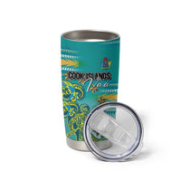 Personalised Cook Islands Va'a Race Tumbler Cup Te Tatau Tattoos Sporty Style Turquoise Color LT03 - Polynesian Pride