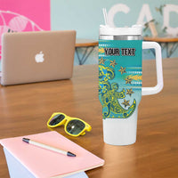 Personalised Cook Islands Va'a Race Tumbler With Handle Te Tatau Tattoos Sporty Style Turquoise Color LT03 - Polynesian Pride
