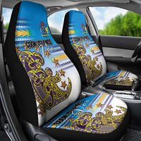 Cook Islands Va'a Race Car Seat Cover Te Tatau Tattoos Sporty Style Glory Blue Color LT03 - Polynesian Pride