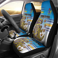Cook Islands Va'a Race Car Seat Cover Te Tatau Tattoos Sporty Style Glory Blue Color LT03 - Polynesian Pride