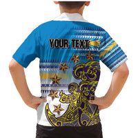 Personalised Cook Islands Va'a Race Family Matching Mermaid Dress and Hawaiian Shirt Te Tatau Tattoos Sporty Style Glory Blue Color LT03 - Polynesian Pride