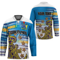 Personalised Cook Islands Va'a Race Hockey Jersey Te Tatau Tattoos Sporty Style Glory Blue Color LT03 - Polynesian Pride