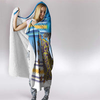 Cook Islands Va'a Race Hooded Blanket Te Tatau Tattoos Sporty Style Glory Blue Color LT03 - Polynesian Pride