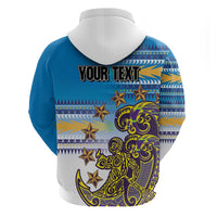 Personalised Cook Islands Va'a Race Hoodie Te Tatau Tattoos Sporty Style Glory Blue Color LT03 - Polynesian Pride