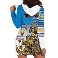 Personalised Cook Islands Va'a Race Hoodie Dress Te Tatau Tattoos Sporty Style Glory Blue Color LT03 - Polynesian Pride