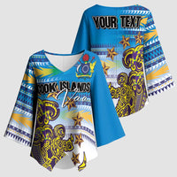 Personalised Cook Islands Va'a Race Kimono Sleeve Blouse Te Tatau Tattoos Sporty Style Glory Blue Color LT03 - Polynesian Pride