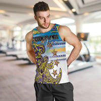 Personalised Cook Islands Va'a Race Men Tank Top Te Tatau Tattoos Sporty Style Glory Blue Color LT03 Blue - Polynesian Pride