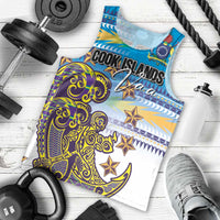 Personalised Cook Islands Va'a Race Men Tank Top Te Tatau Tattoos Sporty Style Glory Blue Color LT03 - Polynesian Pride