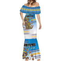 Personalised Cook Islands Va'a Race Mermaid Dress Te Tatau Tattoos Sporty Style Glory Blue Color LT03 - Polynesian Pride