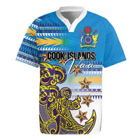 Personalised Cook Islands Va'a Race Rugby Jersey Te Tatau Tattoos Sporty Style Glory Blue Color LT03 Blue - Polynesian Pride