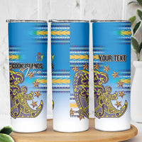 Personalised Cook Islands Va'a Race Skinny Tumbler Te Tatau Tattoos Sporty Style Glory Blue Color LT03 - Polynesian Pride