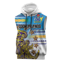 Personalised Cook Islands Va'a Race Sleeveless Hoodie Te Tatau Tattoos Sporty Style Glory Blue Color LT03 Blue - Polynesian Pride