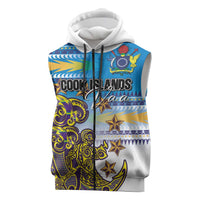 Personalised Cook Islands Va'a Race Sleeveless Zip Hoodie Te Tatau Tattoos Sporty Style Glory Blue Color LT03 Blue - Polynesian Pride