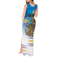 Personalised Cook Islands Va'a Race Tank Maxi Dress Te Tatau Tattoos Sporty Style Glory Blue Color LT03 - Polynesian Pride
