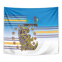 Cook Islands Va'a Race Tapestry Te Tatau Tattoos Sporty Style Glory Blue Color - Polynesian Pride