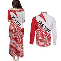 Personalised Tahiti Va'a Race Couples Matching Puletasi and Long Sleeve Button Shirt Polynesian Tattoos Sporty Style LT03 - Polynesian Pride
