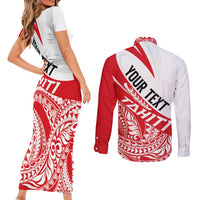 Personalised Tahiti Va'a Race Couples Matching Short Sleeve Bodycon Dress and Long Sleeve Button Shirt Polynesian Tattoos Sporty Style LT03 - Polynesian Pride