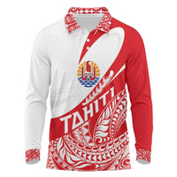 Personalised Tahiti Va'a Race Long Sleeve Polo Shirt Polynesian Tattoos Sporty Style LT03 Red - Polynesian Pride