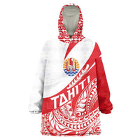 Personalised Tahiti Va'a Race Wearable Blanket Hoodie Polynesian Tattoos Sporty Style LT03 One Size Red - Polynesian Pride