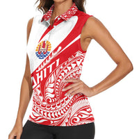 Personalised Tahiti Va'a Race Women Sleeveless Polo Shirt Polynesian Tattoos Sporty Style LT03 - Polynesian Pride