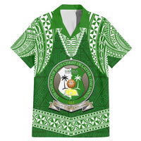 Tonga Liahona High School Family Matching Mermaid Dress and Hawaiian Shirt Traditional Ngatu and Polynesian Pattern LT03 Dad's Shirt - Short Sleeve Green - Polynesian Pride