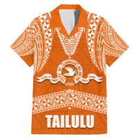 Tonga Tailulu College Family Matching Mermaid Dress and Hawaiian Shirt Traditional Ngatu and Polynesian Pattern LT03 Dad's Shirt - Short Sleeve Orange - Polynesian Pride