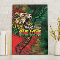 Aotearoa One Love Canvas Wall Art Reggae Lion with Kakahu Huruhuru