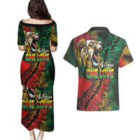 Aotearoa One Love Couples Matching Puletasi and Hawaiian Shirt Reggae Lion with Kakahu Huruhuru LT03 - Polynesian Pride
