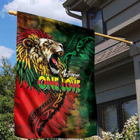 Aotearoa One Love Garden Flag Reggae Lion with Kakahu Huruhuru