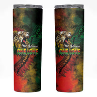 Aotearoa One Love Skinny Tumbler Reggae Lion with Kakahu Huruhuru LT03 Black - Polynesian Pride
