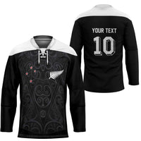 Custom Aotearoa Rugby Hockey Jersey Fern Blacks-Traditional Maori Motifs Design