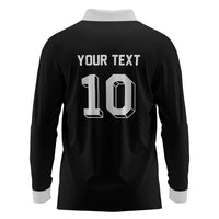 Custom Aotearoa Rugby Long Sleeve Polo Shirt Fern Blacks-Traditional Maori Motifs Design LT03 - Polynesian Pride