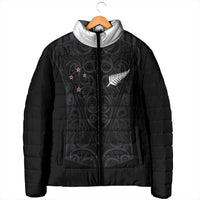 Custom Aotearoa Rugby Padded Jacket Fern Blacks-Traditional Maori Motifs Design
