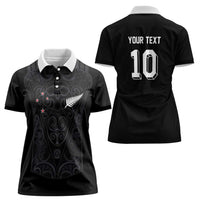 Custom Aotearoa Rugby Women Polo Shirt Fern Blacks-Traditional Maori Motifs Design LT03 - Polynesian Pride