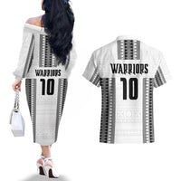 Fiji Rugby Warriors Couples Matching Off The Shoulder Long Sleeve Dress and Hawaiian Shirt Masi Tribal Pattern Go Champion 2024 LT03 - Polynesian Pride