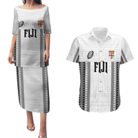 Fiji Rugby Warriors Couples Matching Puletasi and Hawaiian Shirt Masi Tribal Pattern Go Champion 2024